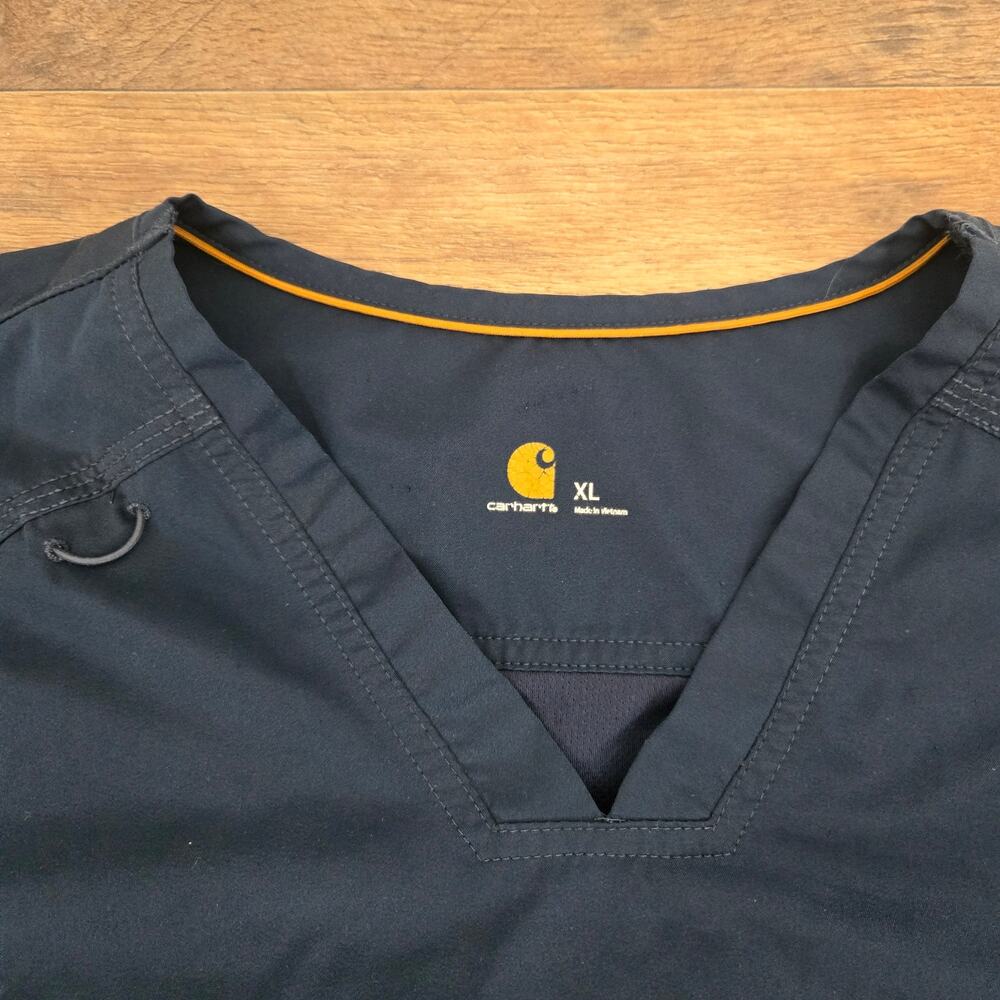 Carhartt Navy Blue Scrub Top Shirt w/ Pocket V-Neck Size XL - Picture 4 of 5